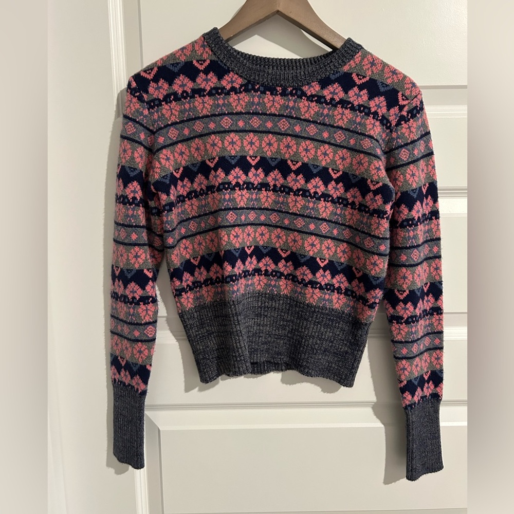 Altar’d State Fair Isle Sweater Pink Gray Size S